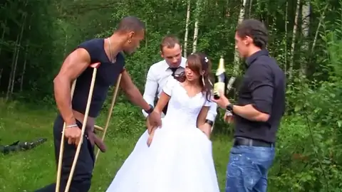 Wearing Her Wedding Dress While Having A Group Party