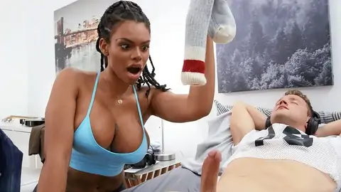 A Humungous-titted Dark-hued Gets Stuck In The Washing Machine