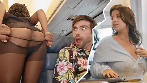 Dark-haired Is Surprised, But Stewardess Happy To Boned